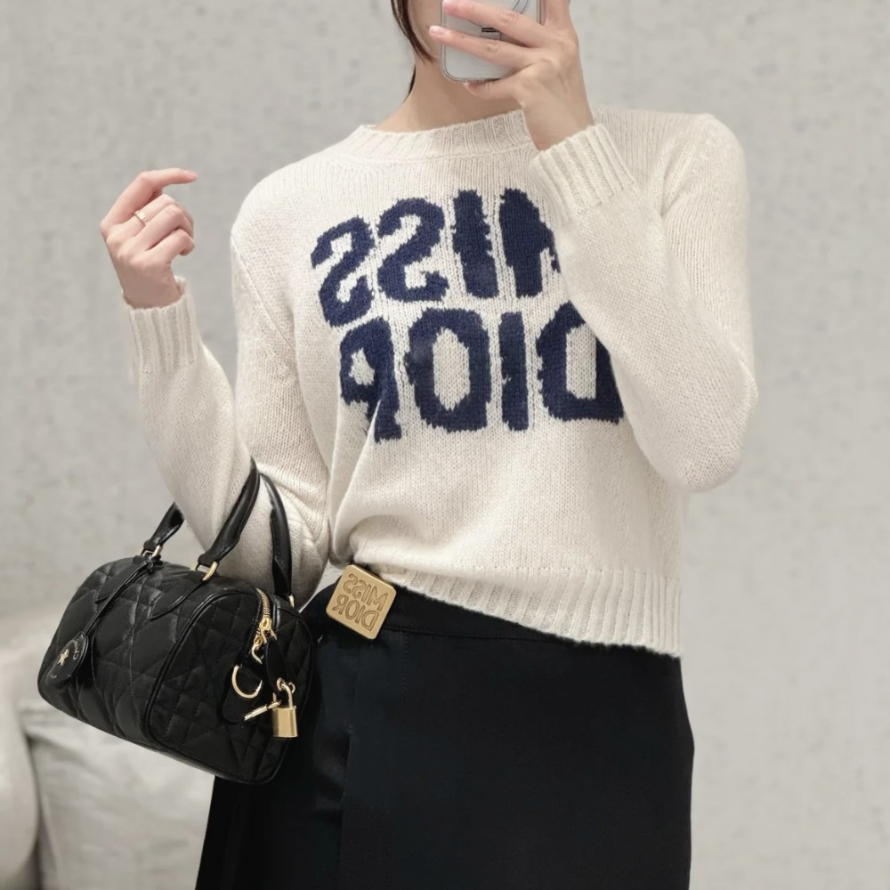 디올 미스디올 모티브 캐시미어 실크 니트 화이트