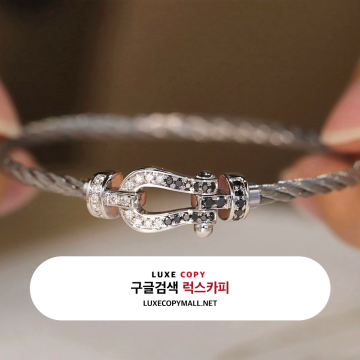 프레드포스텐 브레이슬릿 18k 화이트 골드 블랙 및 화이트 다이아몬드 세팅