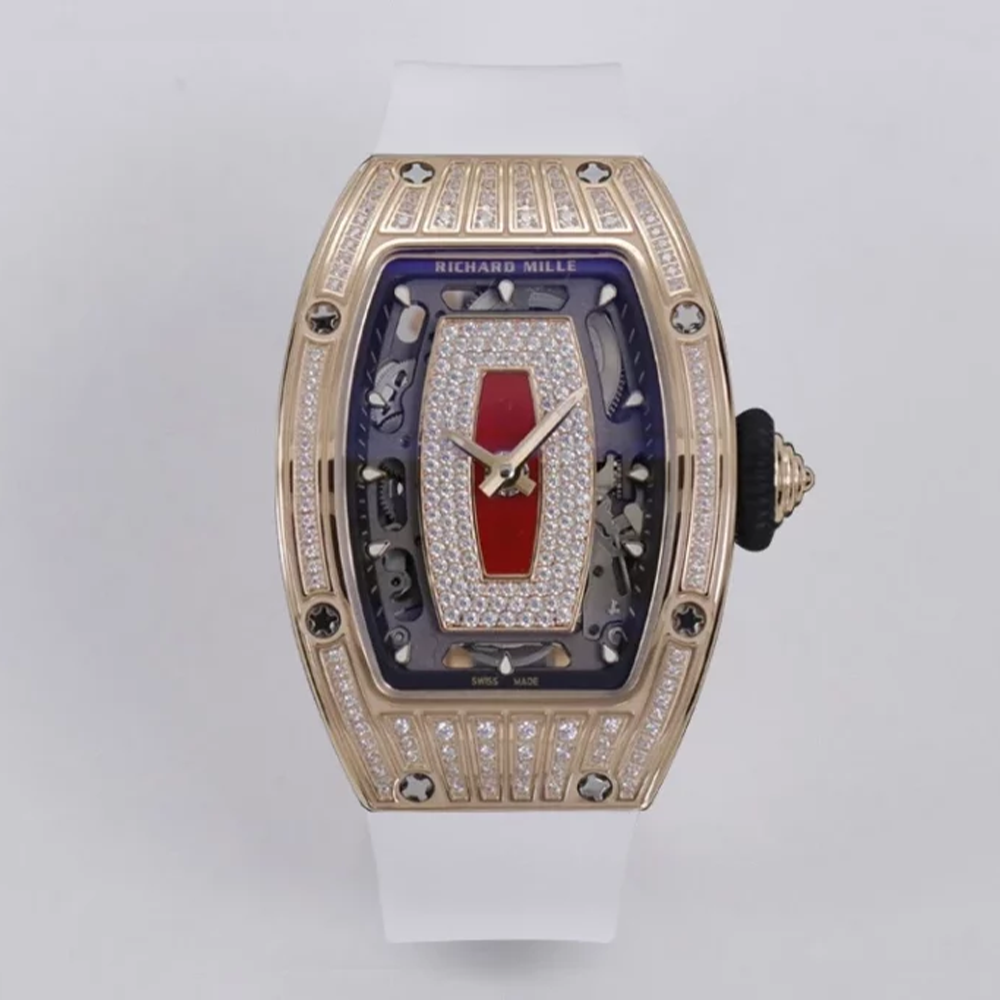 ZF공장 리차드밀 RM07-01 로즈골드 다이아 세팅 화이트 러버밴드