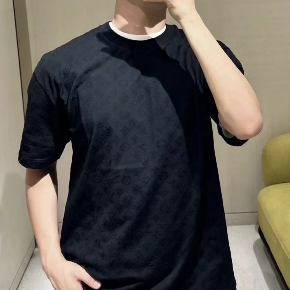 루이비통 모노그램 자카드 코튼 반팔 티셔츠 블랙