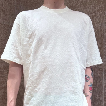 루이비통 모노그램 자카드 코튼 반팔 티셔츠 화이트