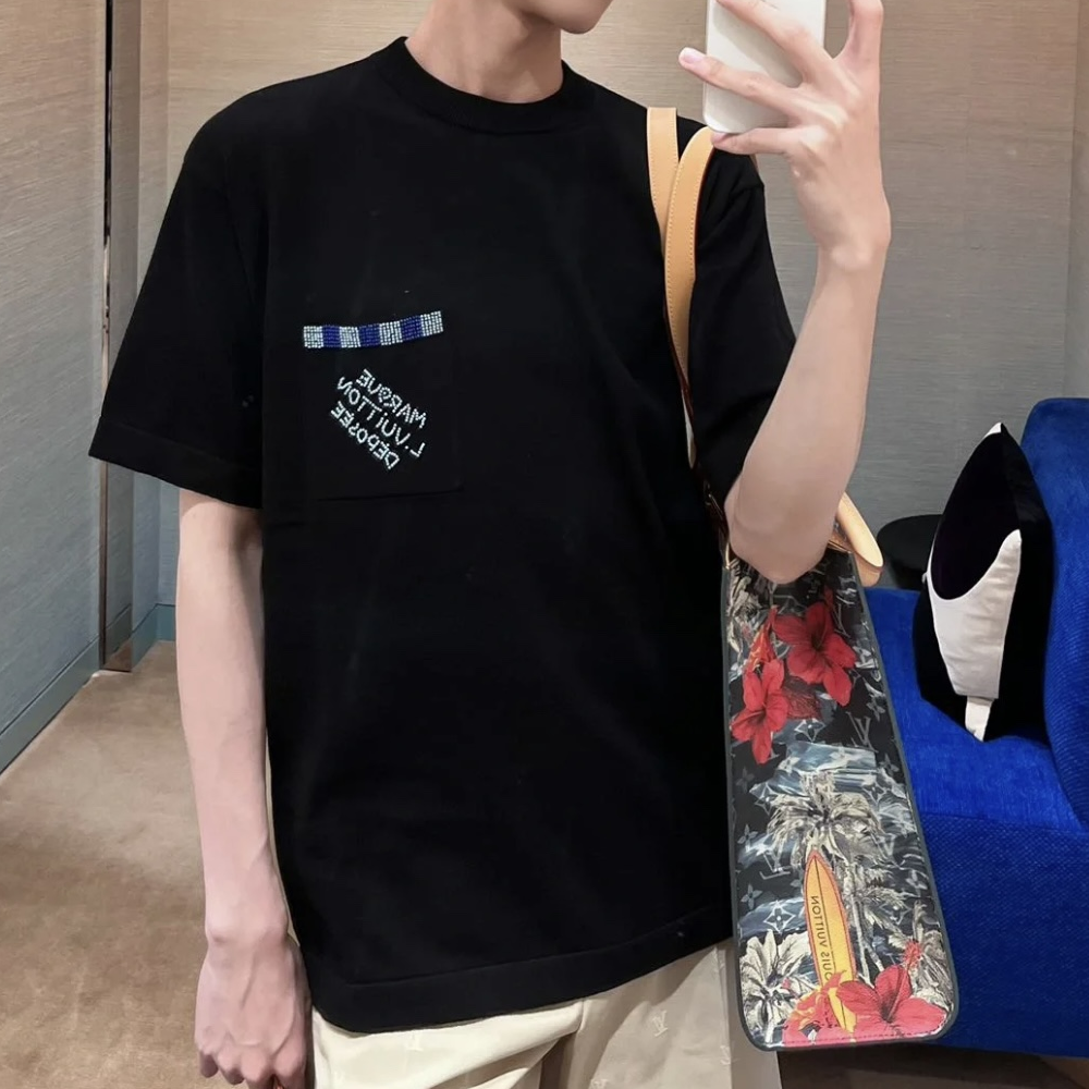 루이비통 엠벨리시드 쇼트 슬리브드 코튼 크루넥