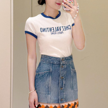 발렌티노 GARAVANI 로고 프린트 티셔츠 화이트