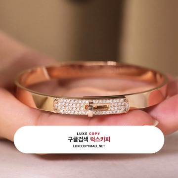 에르메스 켈리 다이아몬드 세미 파베 브레이슬릿 18K 로즈 골드