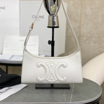 셀린느 스무스 카프스킨 트리옹프 레더 숄더백 화이트 198153