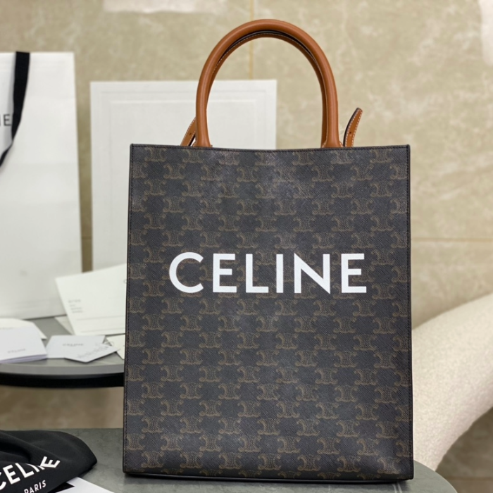 셀린느 트리오페 스몰 카바스 버티컬 토트백 블랙 탄 191542