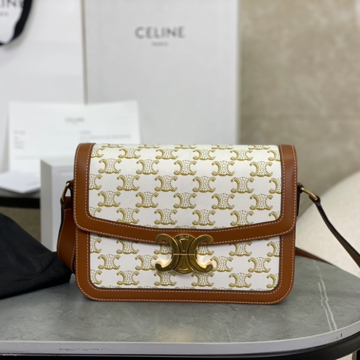 셀린느 클래식 트리오페 숄더백 화이트 탄 191242