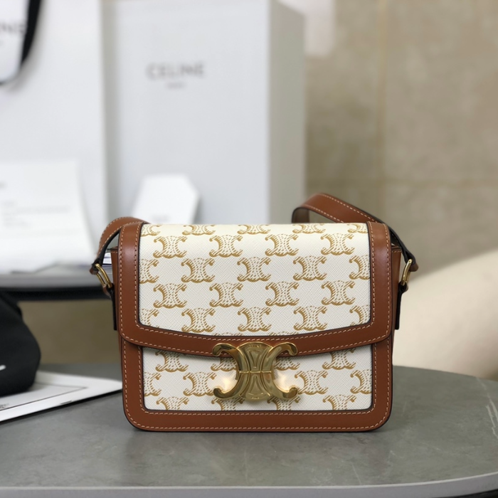 셀린느 클래식 트리오페 숄더백 스몰 화이트 탄 188882