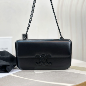 셀린느 트리오페 캔버스 체인 숄더백 블랙 197993