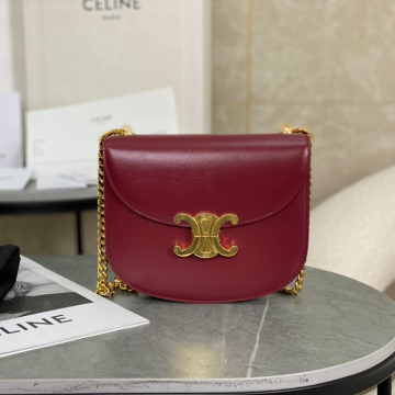 셀린느 트리오페 체인백 베사체 샤이니 카프스킨 버건디 110973