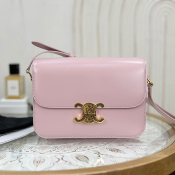 셀린느 트리옹프 클래식 샤이니 숄더백 미디엄 핑크 187363