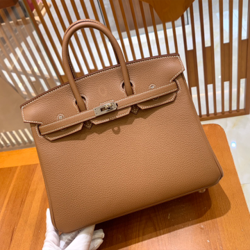 그린엘 에르메스 버킨 25 토고가죽 브라운 실버 버클