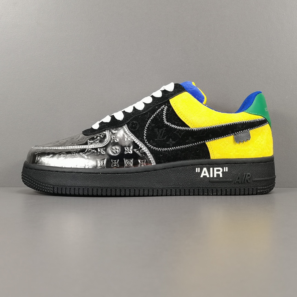 루이비통 X 나이키 에어포스 1 로우 블랙 메탈릭 실버