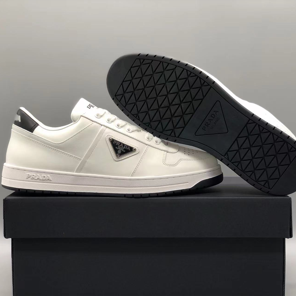 프라다 다운타운 레더 남성 스니커즈 화이트