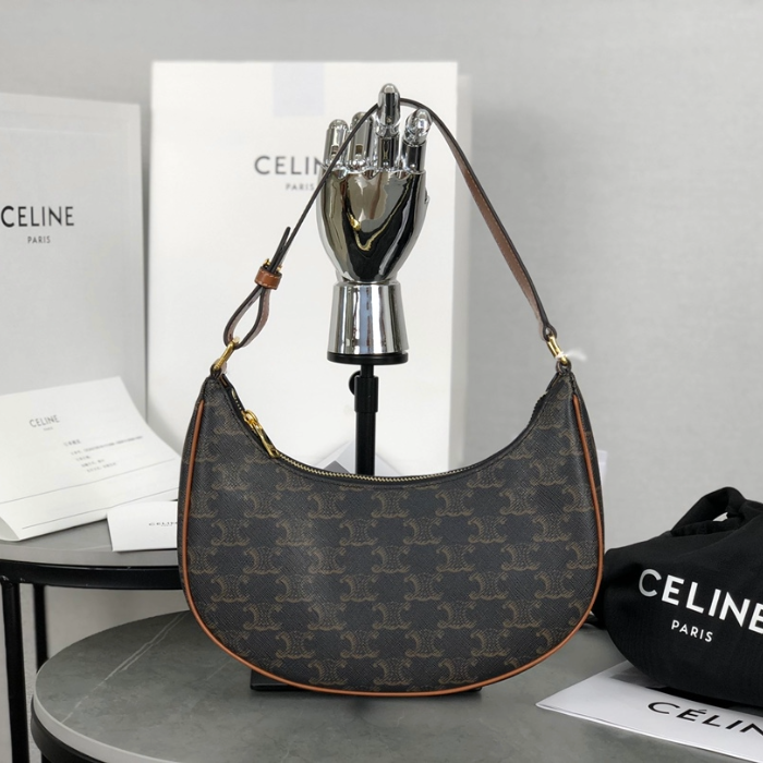 셀린느 아바 숄더백 트리오페 캔버스 카프스킨 탄 193952