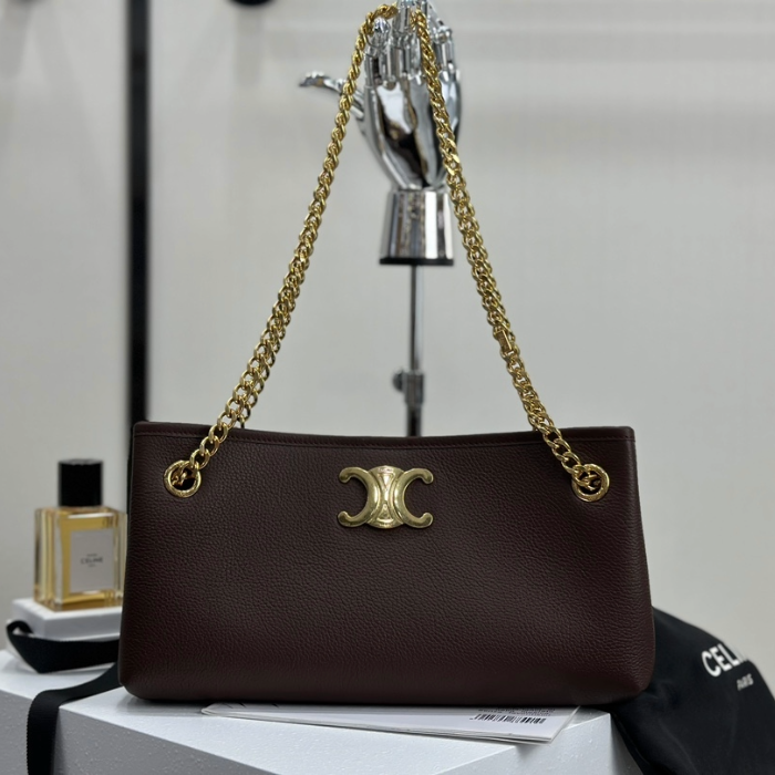 셀린느 뉴스페이퍼 트리오페 체인 숄더백 미디엄 체스트넛 114253