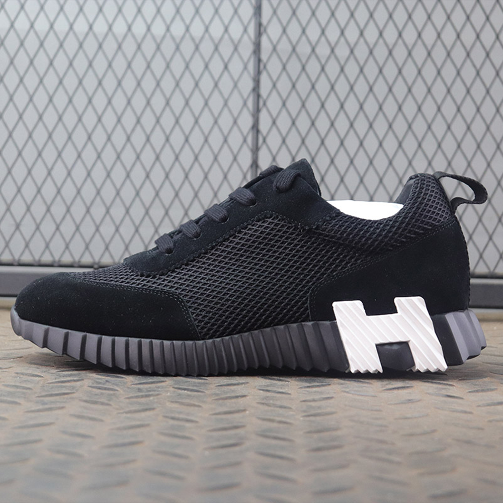 에르메스 바운싱 스니커즈 그래픽 메쉬 스웨이드 고트스킨 & 블랙