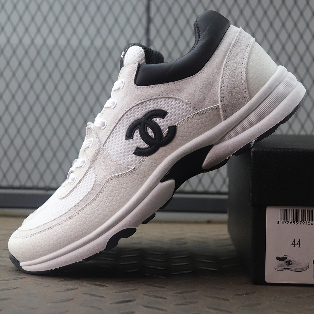 샤넬 스니커즈 메쉬 스웨이드 카프스킨 그레인드 카프스킨 & 화이트 블랙