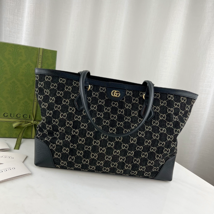 구찌 블랙 GG 오디피아 미디엄 토트백