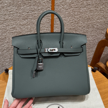 올수공 에르메스 버킨 25 63/Vert Amanda 토고 가죽 실버 하드웨어