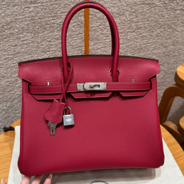 올수공 에르메스 버킨 25 K1/Rouge grenat 토고 가죽 실버 하드웨어
