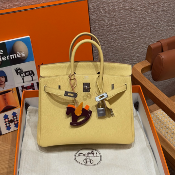 올수공 에르메스 버킨 25 i8/Jaune Milton 토고 가죽 실버 하드웨어
