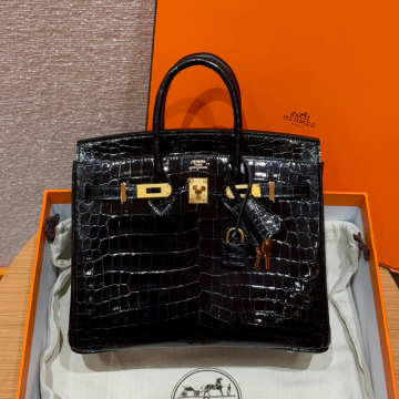 올수공 에르메스 버킨 25 89/noir 악어 가죽 골드 하드웨어