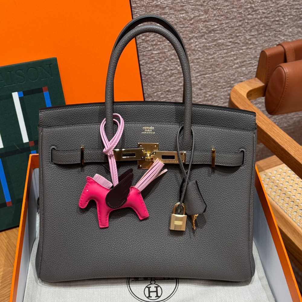 올수공 에르메스 버킨 30 8F/Girs Etain 토고 가죽 골드 하드웨어