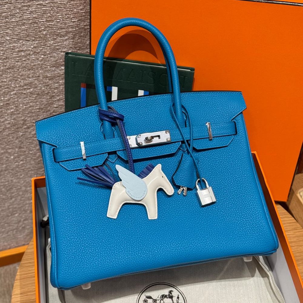 올수공 에르메스 버킨 30 T7/Blue Hydra 토고 가죽 실버 하드웨어