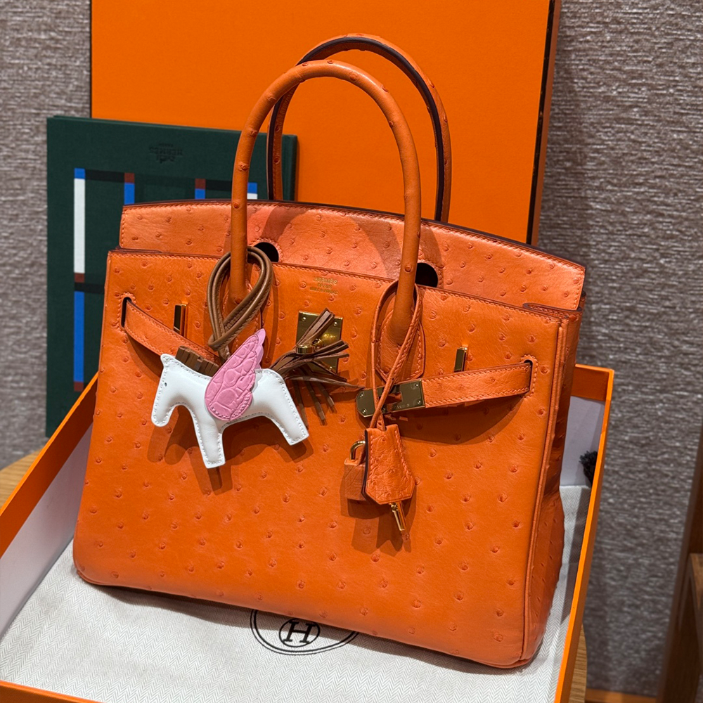 올수공 에르메스 버킨 30 93/Orange 타조 가죽 골드 하드웨어
