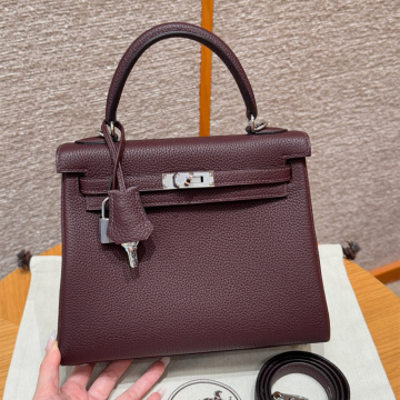 올수공 에르메스 켈리 25 0G/Rouge seller 토고 가죽 실버 하드웨어