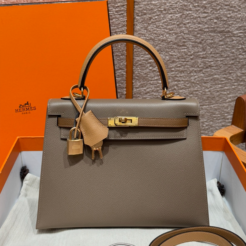 올수공 에르메스 켈리 25 18/Etoupe/3G/Alezan/4B/Biscuit 엡송 가죽 골드 하드웨어
