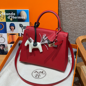 올수공 에르메스 켈리 25 Q5/Rouge casaque 엡송 가죽 실버 하드웨어