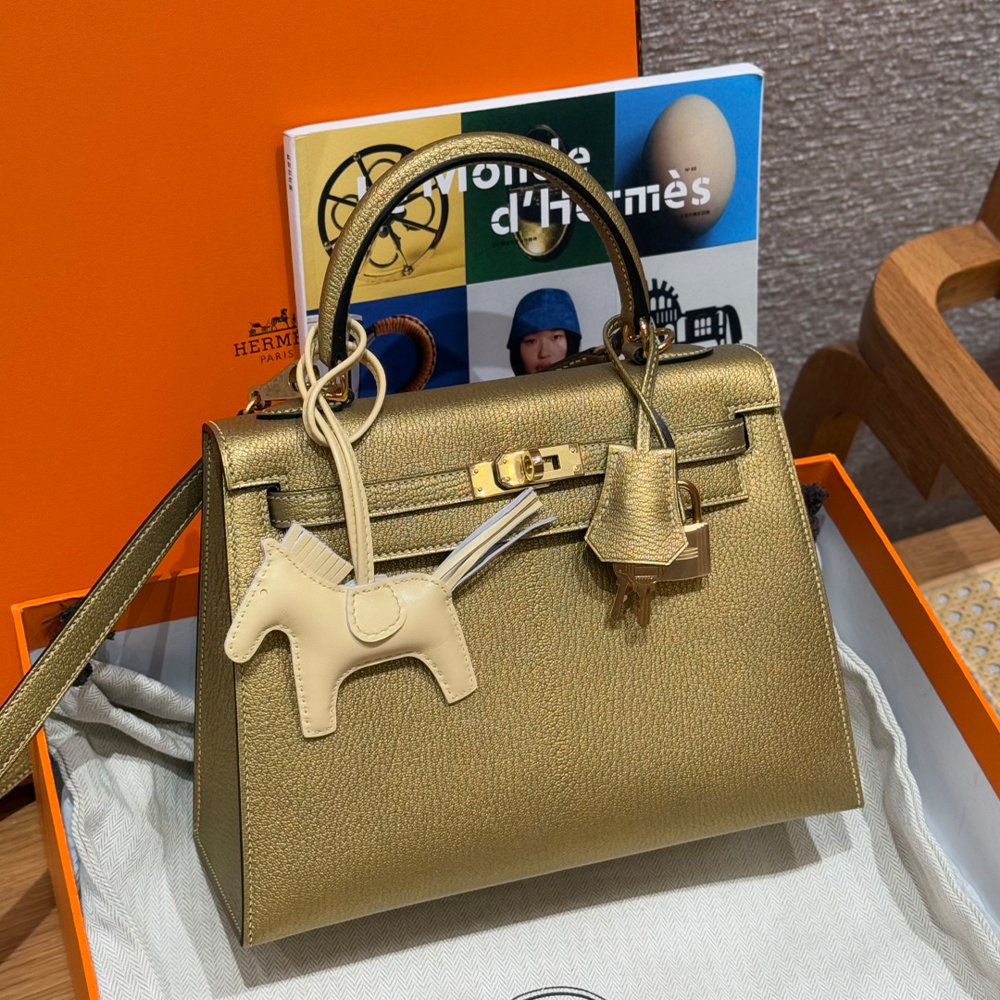 올수공 에르메스 켈리 25 y9/Dorè  체브레 가죽 골드 하드웨어