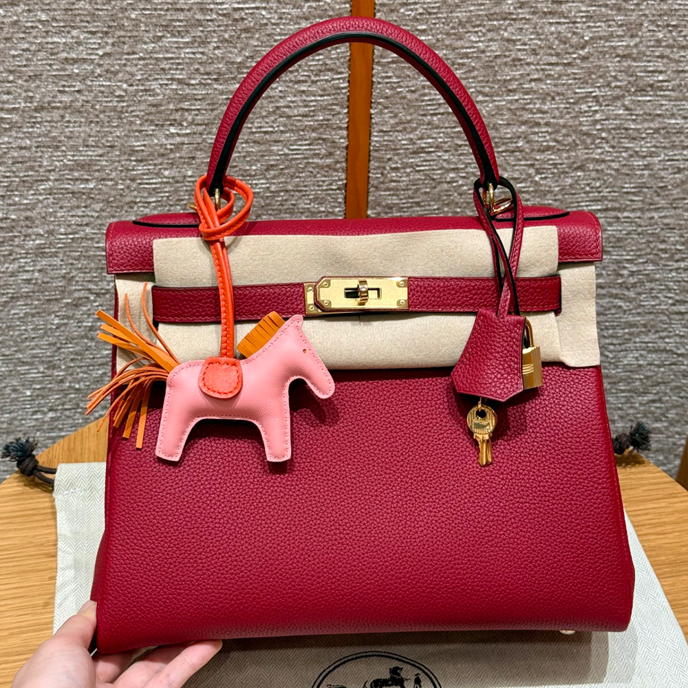 올수공 에르메스 켈리 28 K1/Rouge grenat 토고 가죽 골드 하드웨어
