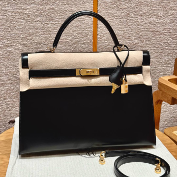 올수공 에르메스 켈리 35 89/noir 박스 가죽 골드 하드웨어