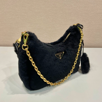 프라다 시어링 호보백 블랙