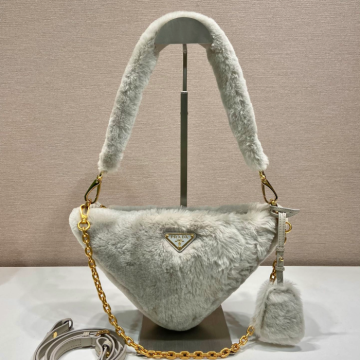 프라다 시어링 트라이앵글 숄더백 그레이