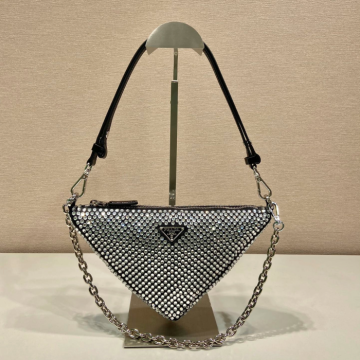 프라다 트라이앵글 쥬얼리 숄더백 실버