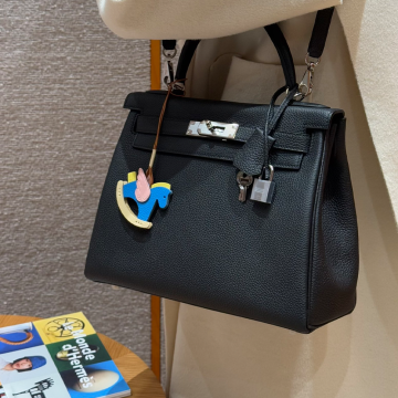 올수공 에르메스 켈리 28 89/Noir 토고 가죽 실버 하드웨어