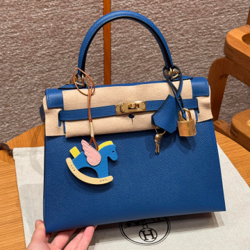 올수공 에르메스 켈리 25 71/bule France 엡송 가죽 골드 하드웨어