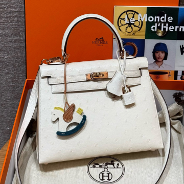 올수공 에르메스 켈리 25 8L/Beton 타조 가죽 로즈골드 하드웨어