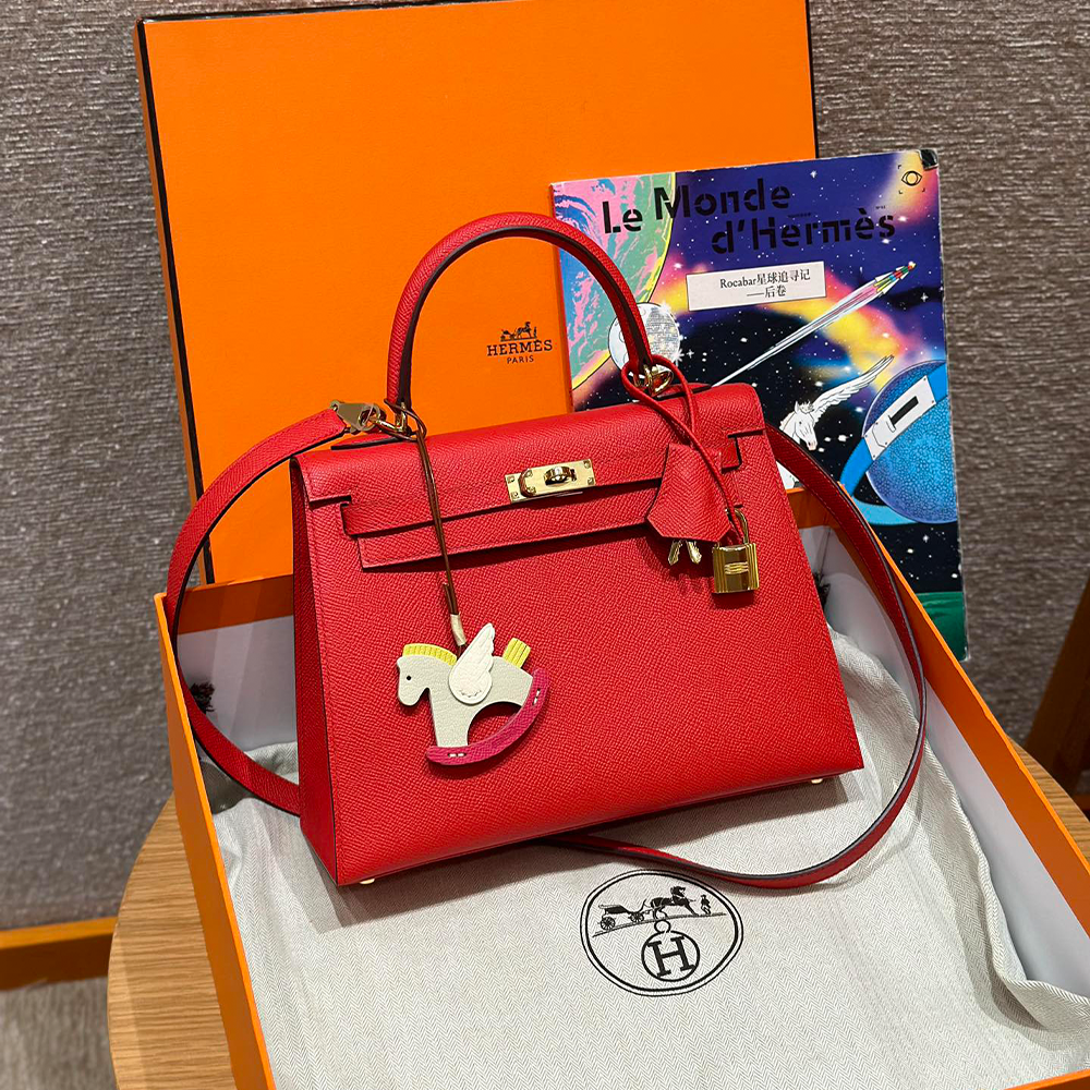 올수공 에르메스 켈리 25 S3/Rouge Coeur 엡송 가죽 골드 하드웨어