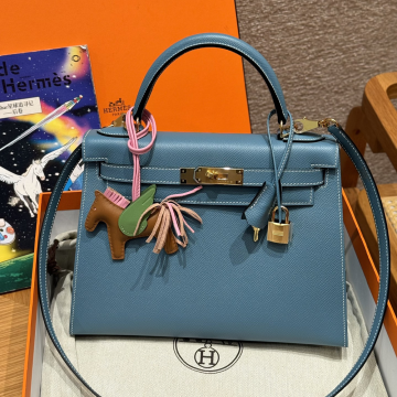 올수공 에르메스 켈리 28 75/Blue Jean 엡송 가죽 골드 하드웨어