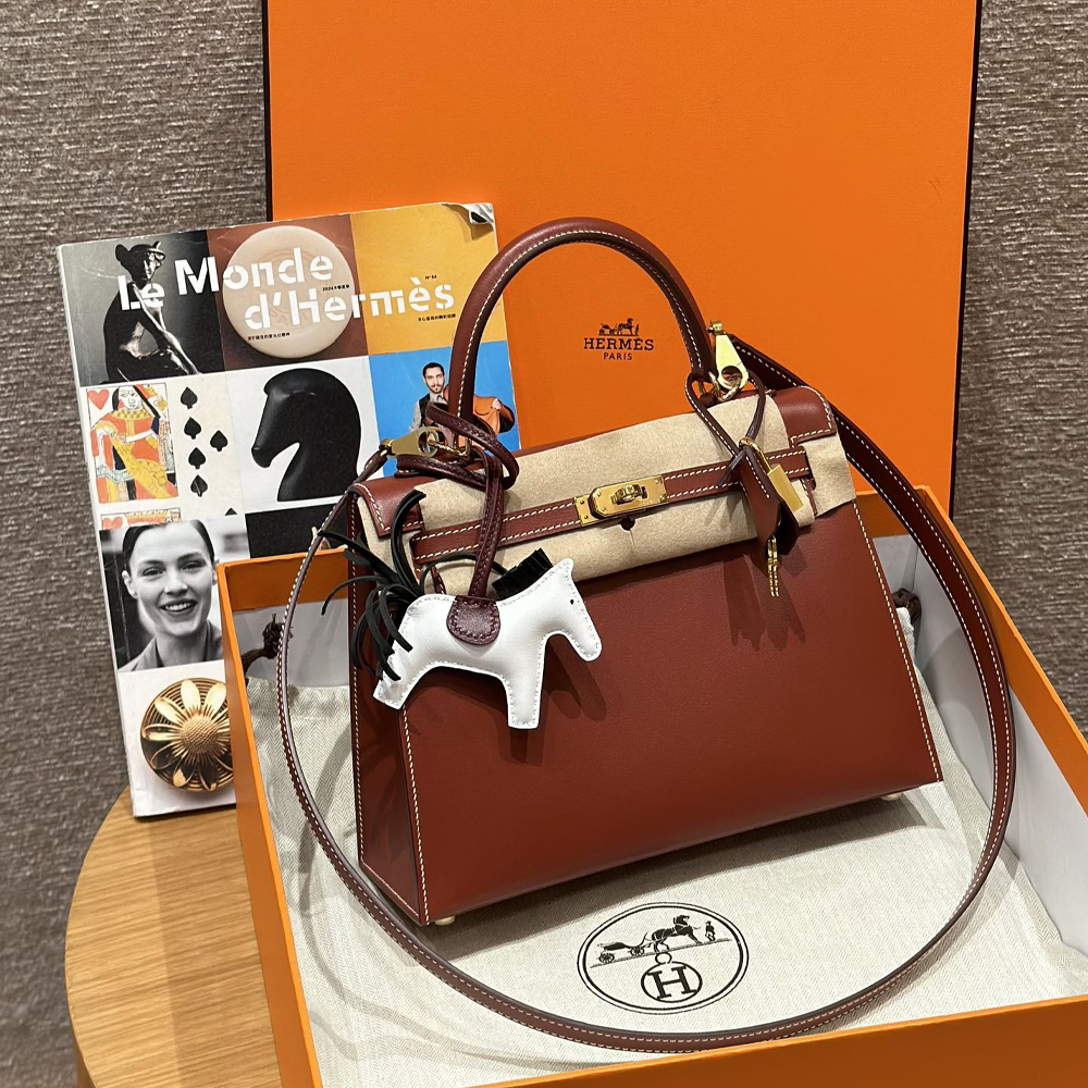 올수공 에르메스 켈리 25 36/Brique 박스 가죽 골드 하드웨어