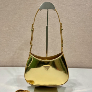 프라다 클레오 브러시드 가죽 숄더백 골드