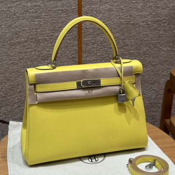 올수공 에르메스 켈리 32 9R/Lime 스위프트 가죽 실버 하드웨어