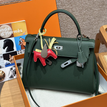 올수공 에르메스 켈리 32 2Q/Vert Anglais 토고 가죽 실버 하드웨어