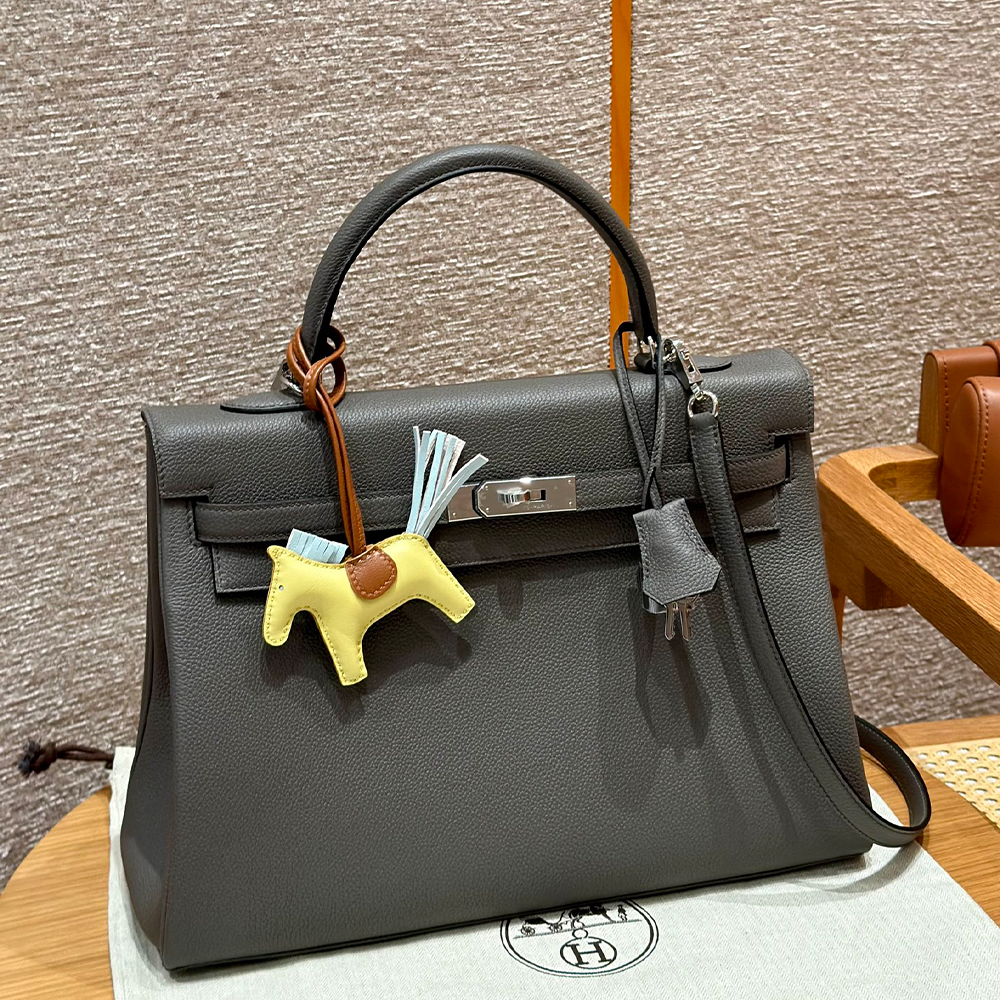 올수공 에르메스 켈리 35 8F/Etain 엡송 가죽 실버 하드웨어