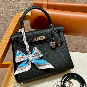 올수공 에르메스 켈리 25 ck89/Noir 토고 가죽 실버 하드웨어